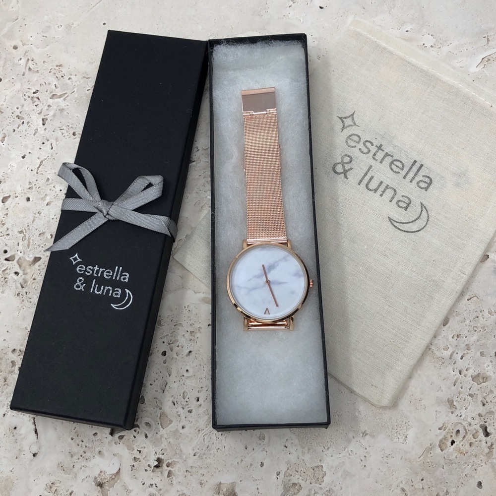 Minimalist Marble Rose Gold Luxury Watch - Picture 6 of 6